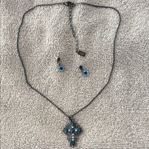Blue Cross Necklace and Earring Set 
by 1928